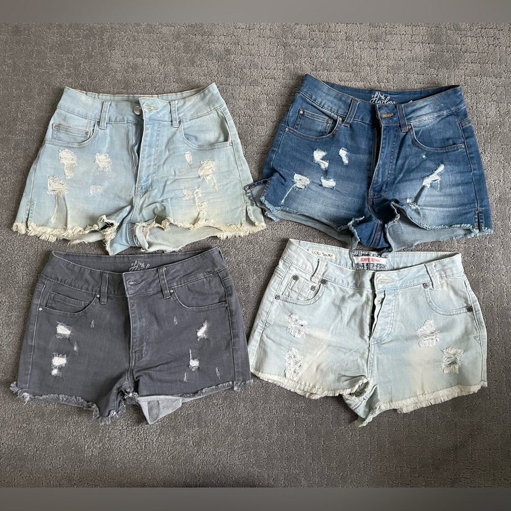 4 pairs cut off jean shorts